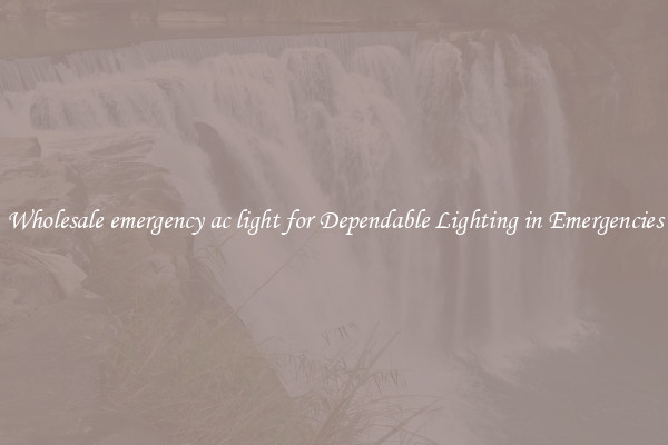 Wholesale emergency ac light for Dependable Lighting in Emergencies