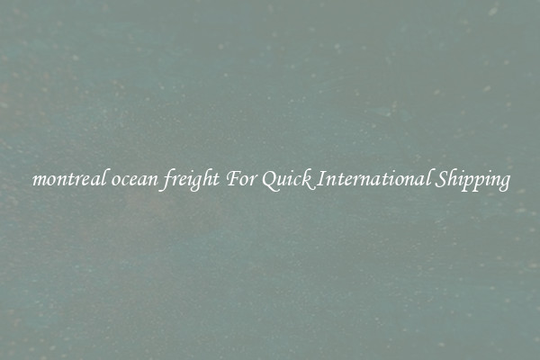 montreal ocean freight For Quick International Shipping