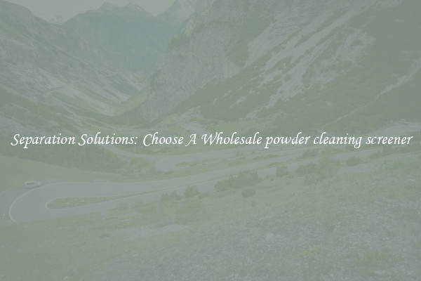 Separation Solutions: Choose A Wholesale powder cleaning screener