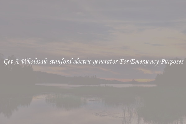 Get A Wholesale stanford electric generator For Emergency Purposes